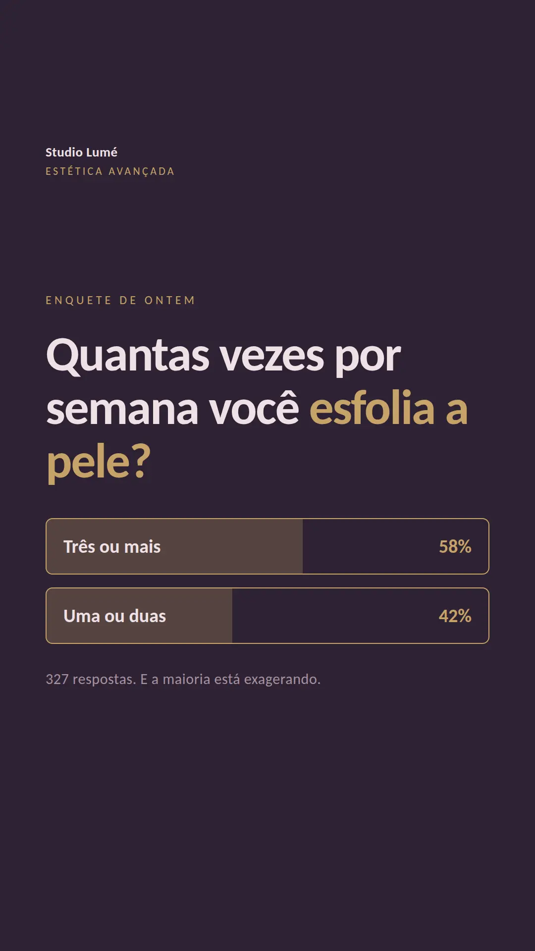 Exemplo de story para Estética — tela 1 de 3