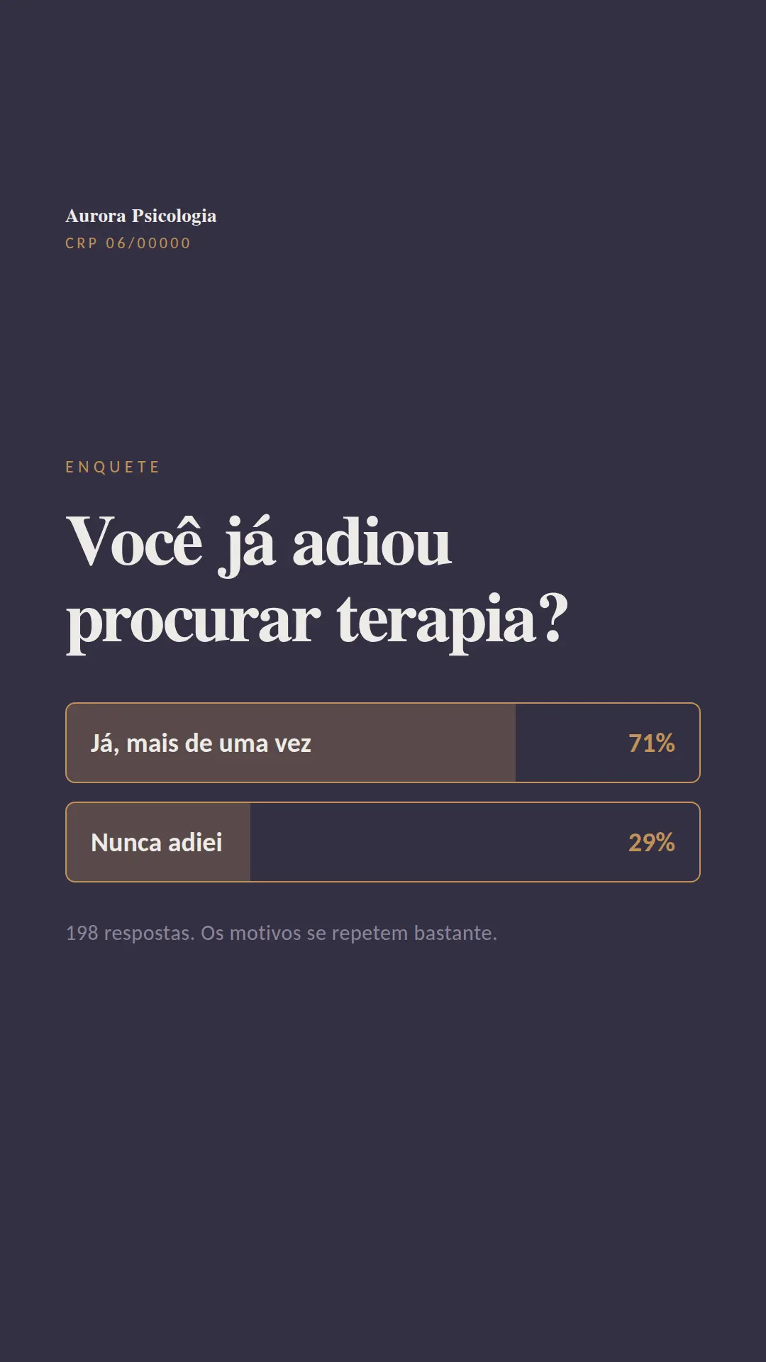 Exemplo de story para Psicologia — tela 1 de 3