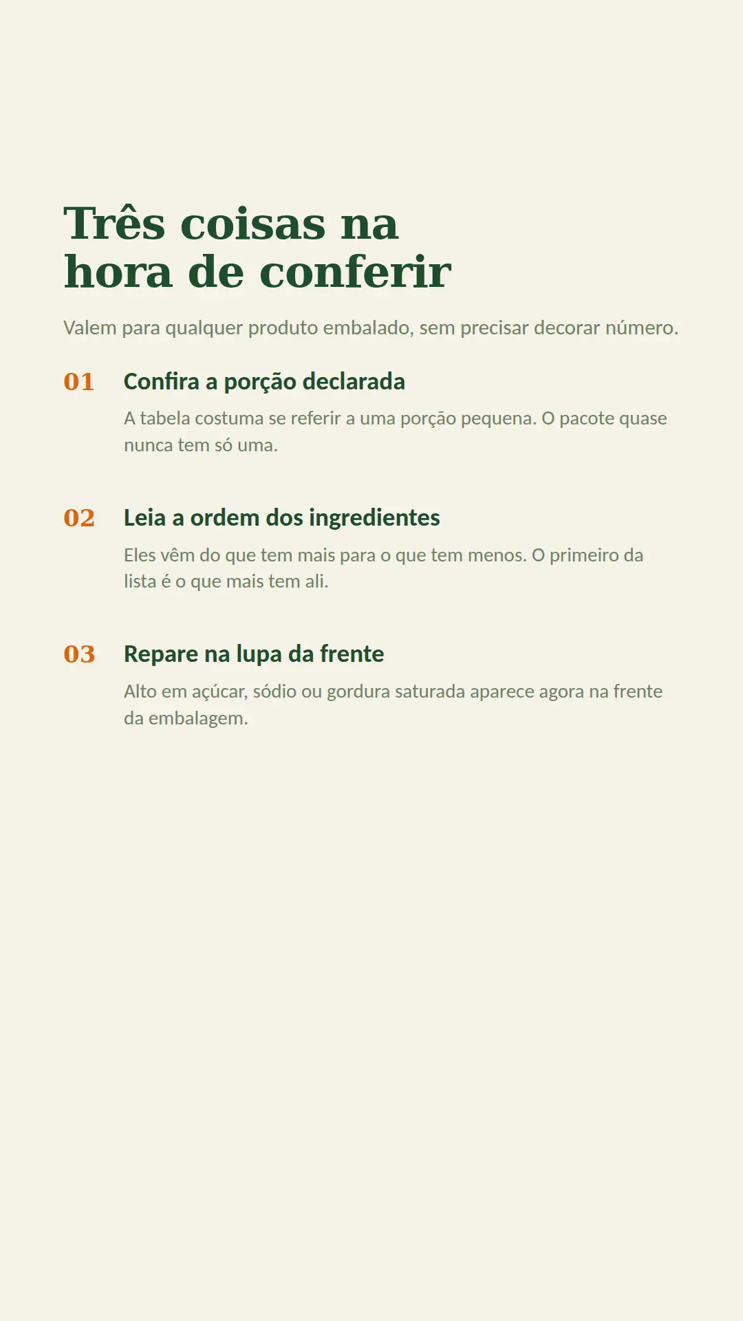 Exemplo de story para Nutrição — tela 2 de 3