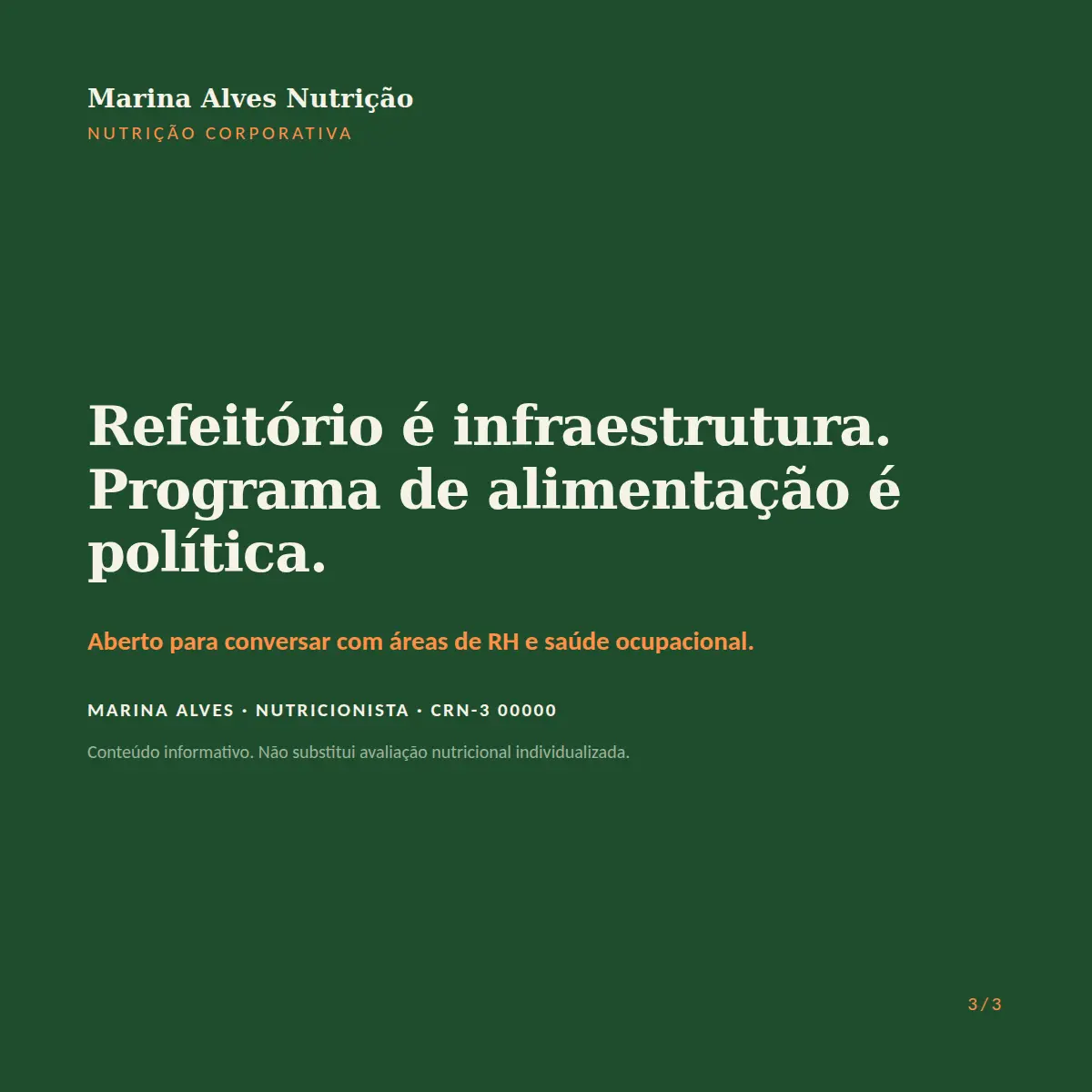 Exemplo de post de LinkedIn para Nutrição — tela 3 de 3