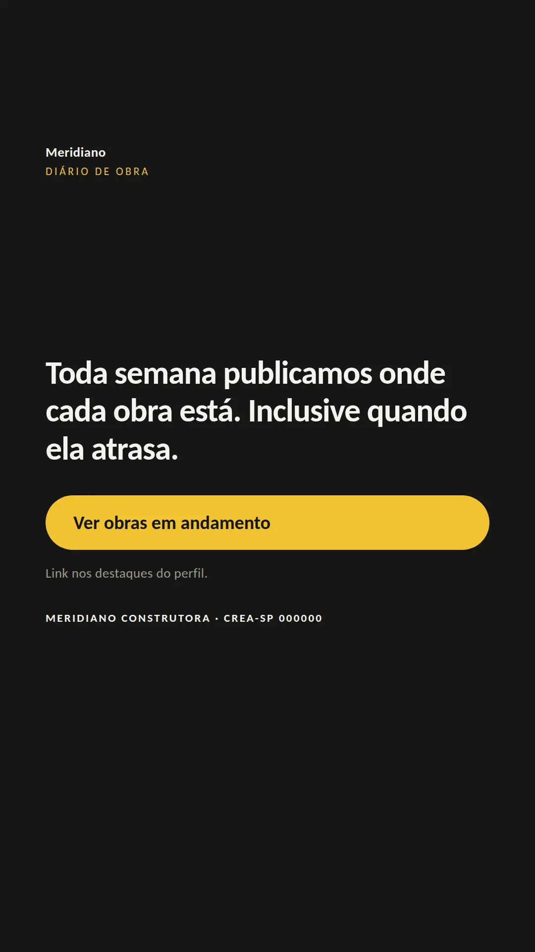 Exemplo de story para Construção — tela 3 de 3