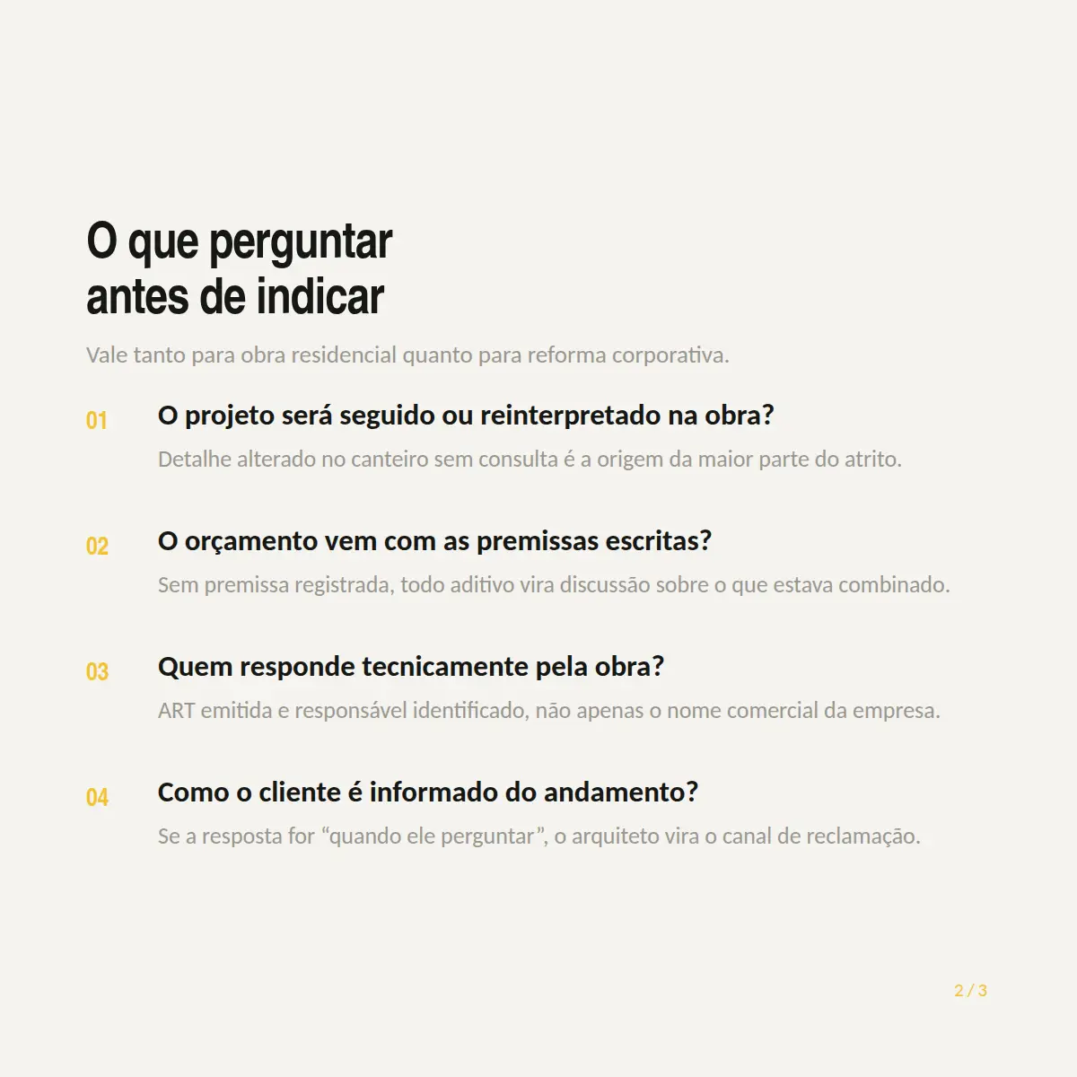 Exemplo de post de LinkedIn para Construção — tela 2 de 3