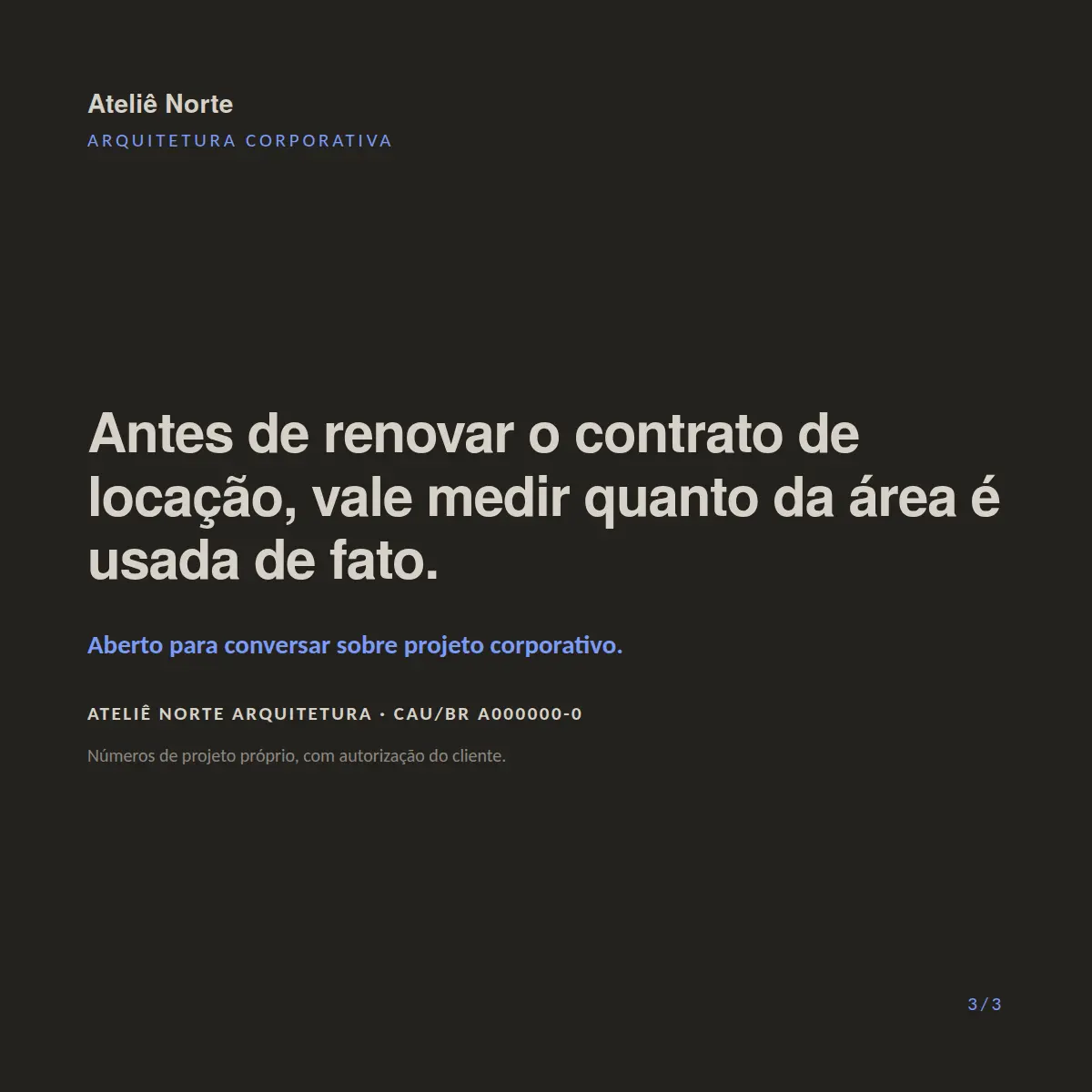 Exemplo de post de LinkedIn para Arquitetura — tela 3 de 3