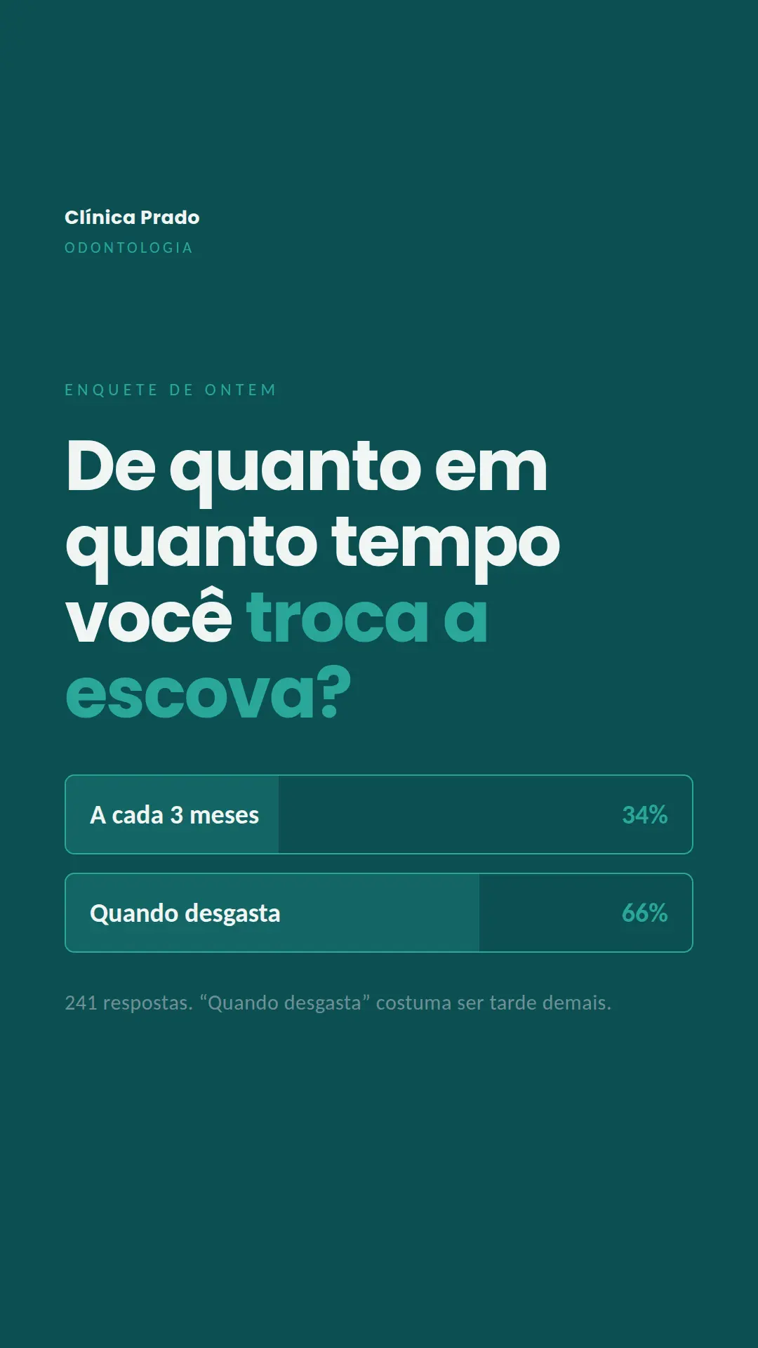 Exemplo de story para Odontologia — tela 1 de 3