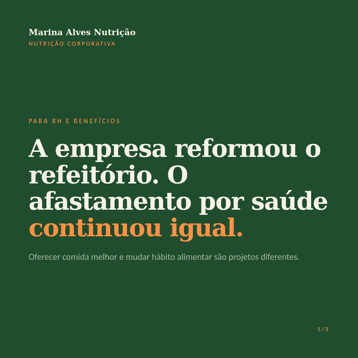 Exemplo de post de LinkedIn para Nutrição — tela 1 de 3