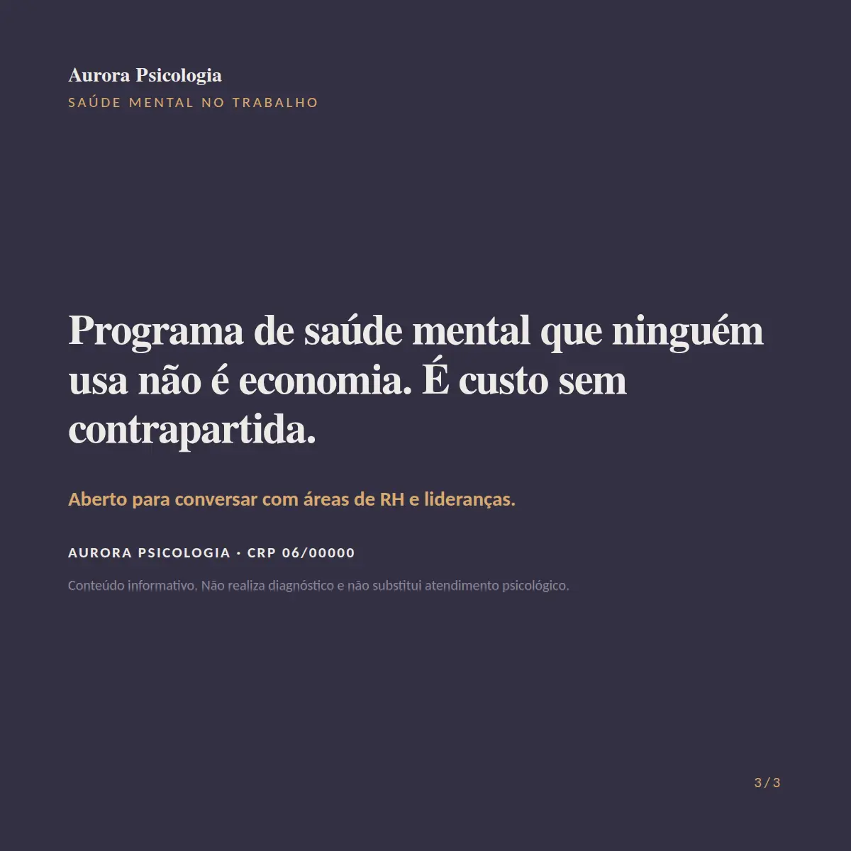 Exemplo de post de LinkedIn para Psicologia — tela 3 de 3