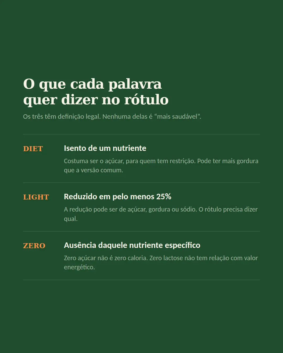 Exemplo de carrossel para Nutrição — tela 2 de 3