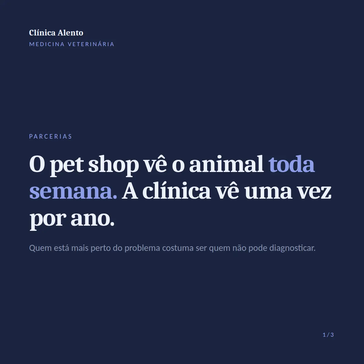 Exemplo de post de LinkedIn para Veterinária — tela 1 de 3