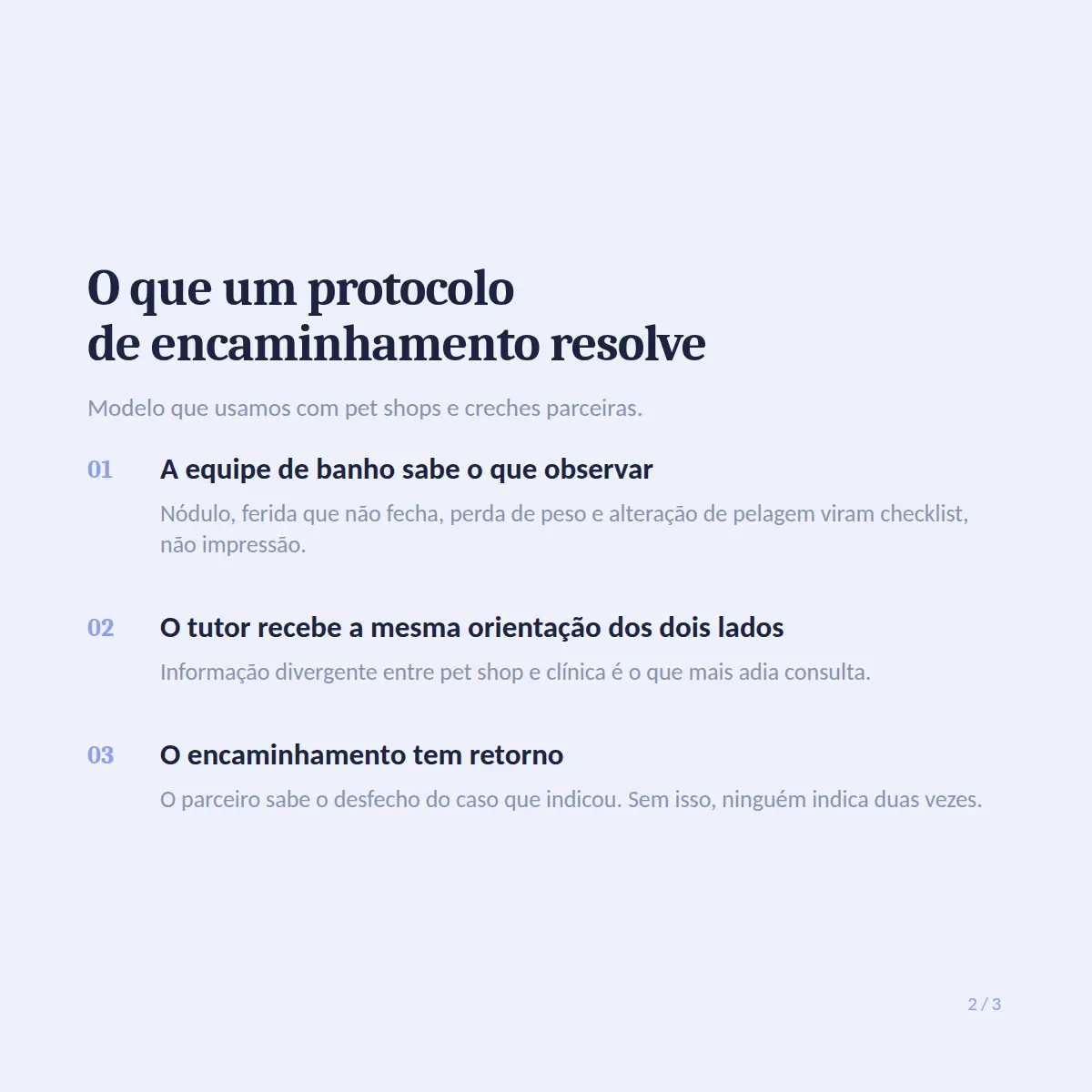 Exemplo de post de LinkedIn para Veterinária — tela 2 de 3