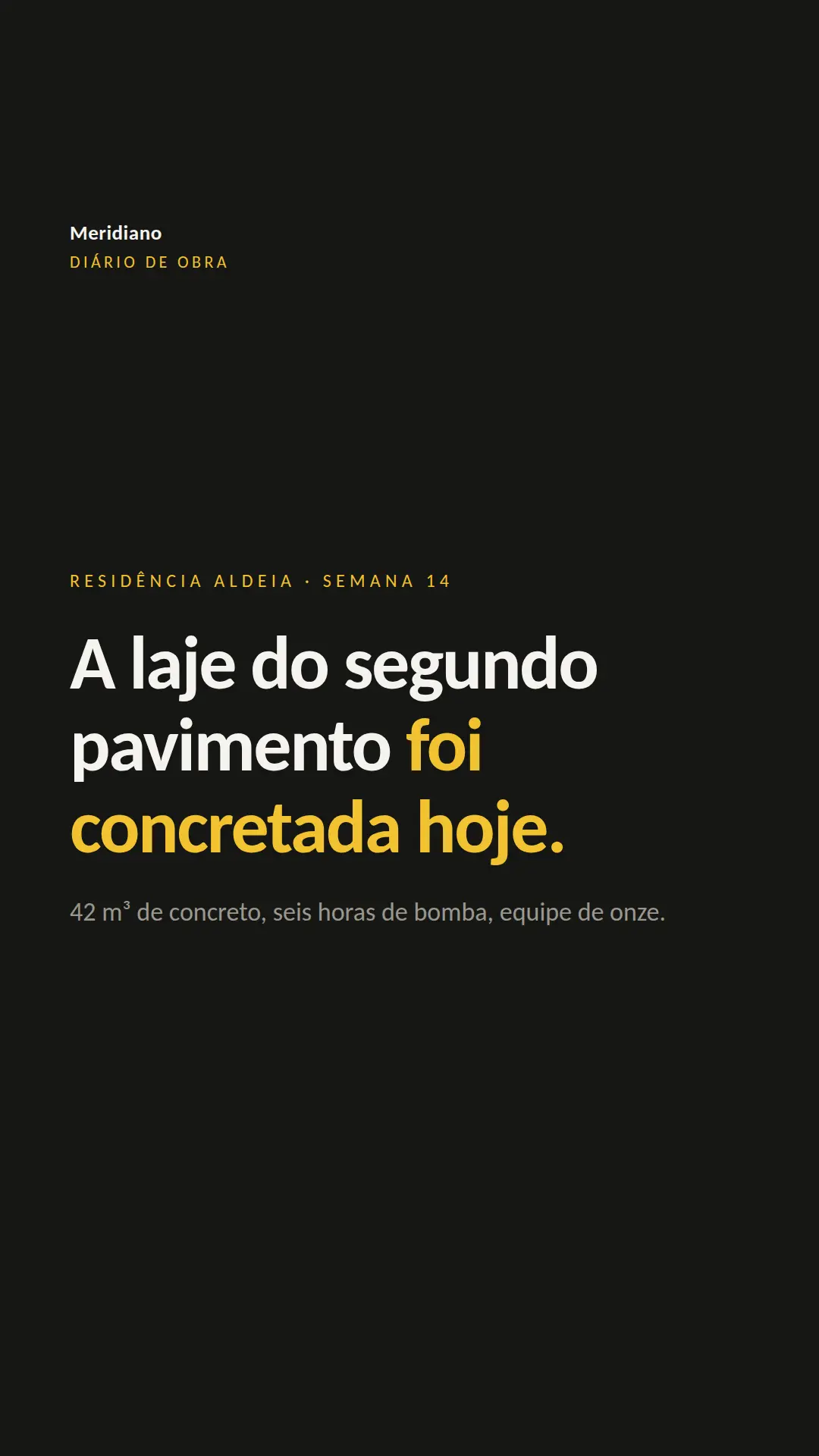 Exemplo de story para Construção — tela 1 de 3